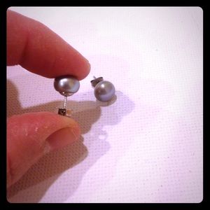 Blue Faux Pearl Earrings